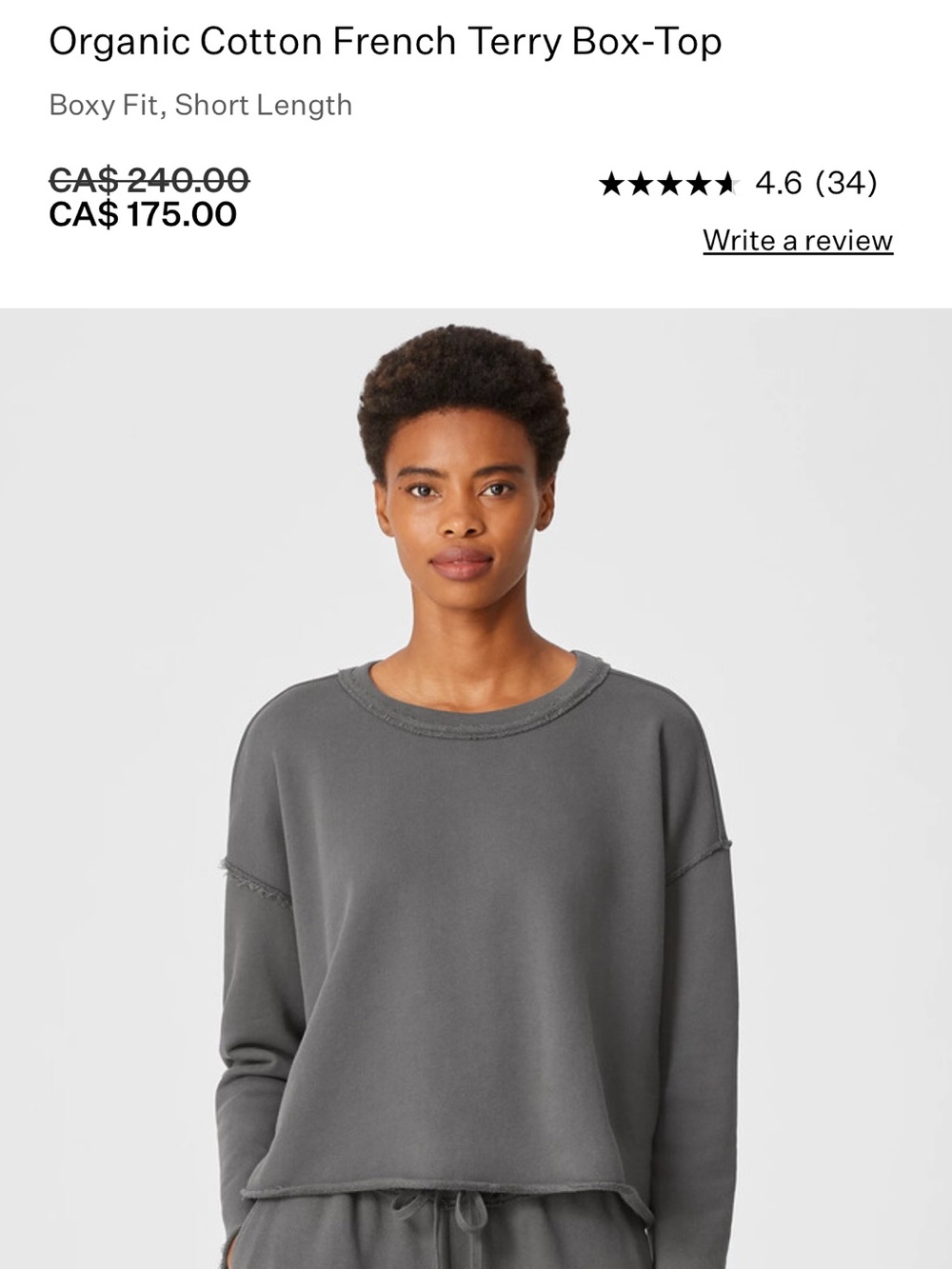 Eileen Fisher organic cotton French terry box top - size xsmall - Picture 8 of 10